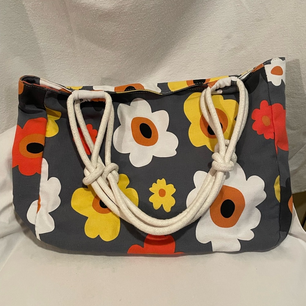 Farmhouse is My Style Floral Canvas Tote Bag - Gray, Red, Orange and Yellow - Picture 1 of 12